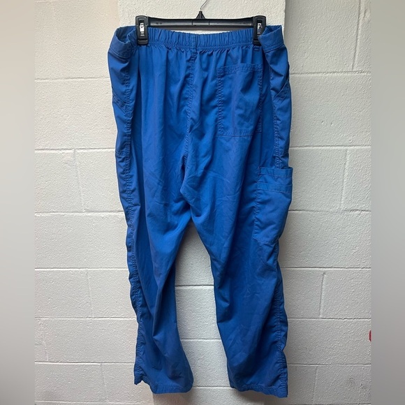 Landau Scrub Blue Pants with Green Drawstring - Picture 3 of 5